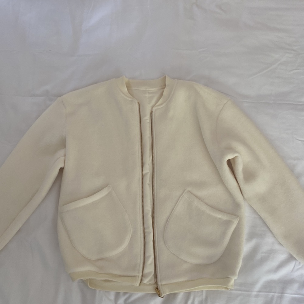 Whitney Simmons Gymshark Reversible White Bomber Jacket